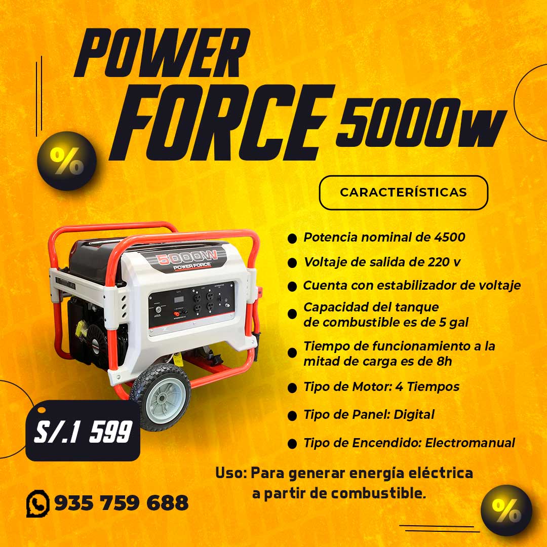 Venta de Generador Power Force 5000w 